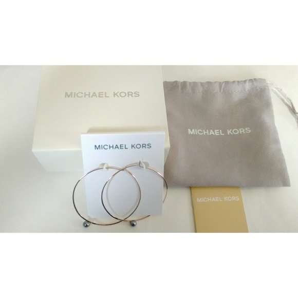 MICHAEL KORS Rose Goldtone Hoop Earrings with Box - Picture 1 of 7